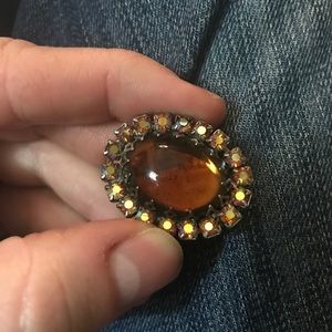 Vntg Rhinestone Brooch Pin Unmarked